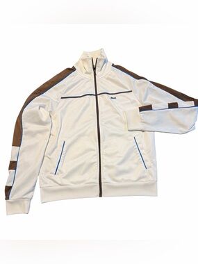 Classic Le Tigre White Track Jacket with Brown & Blue Accents